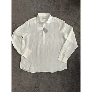 Men’s Mango MNG Linen Tensely Cream Off White Pullover XL NWT beach wedding